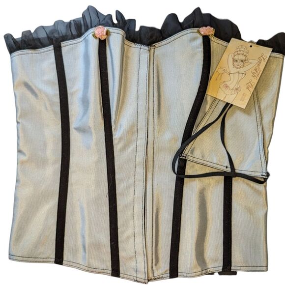 Women's NWT Empire Intimates Light Blue Lace Up Overbust Corset, Size 40 - Picture 5 of 7